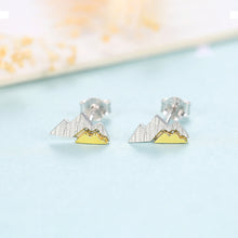 Load image into Gallery viewer, 925 Sterling Silver Simple and Fashion Two-color Mountain Stud Earrings