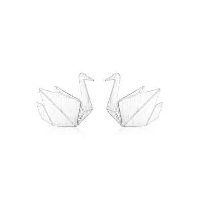 925 Sterling Silver Simple and Elegant Thousand Paper Crane Stud Earrings