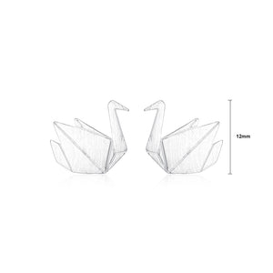 925 Sterling Silver Simple and Elegant Thousand Paper Crane Stud Earrings
