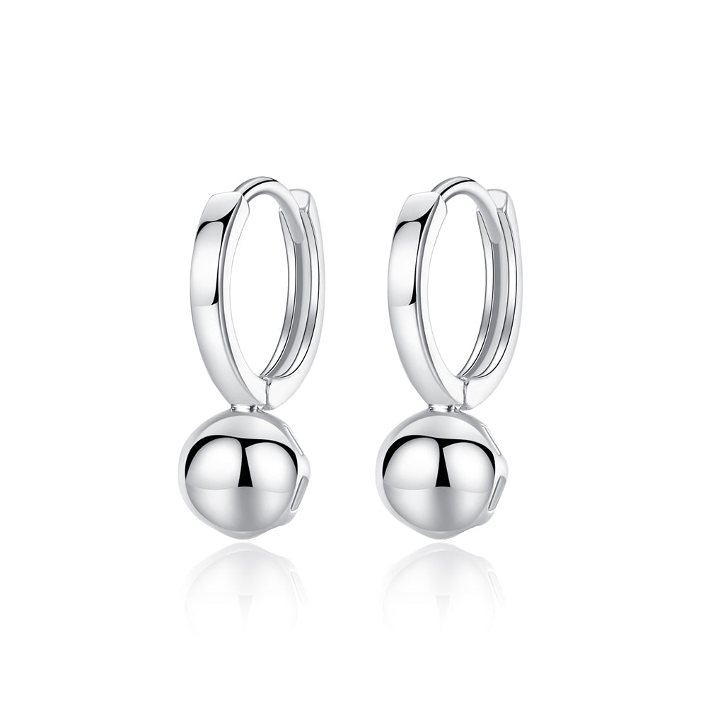 925 Sterling Silver Simple Fashion Geometric Round Bead Earrings