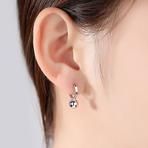 925 Sterling Silver Simple Fashion Geometric Round Bead Earrings