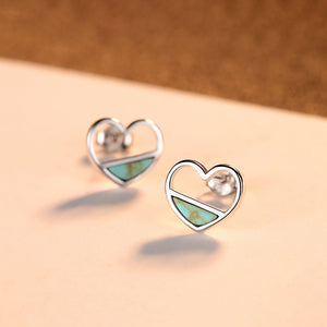 925 Sterling Silver Simple Romantic Hollow Heart Stud Earrings