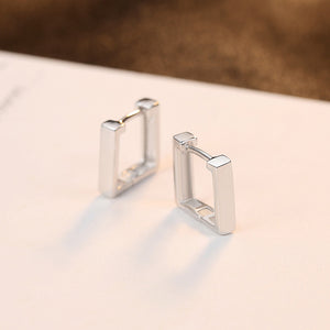 925 Sterling Silver Simple Fashion Geometric Square Earrings