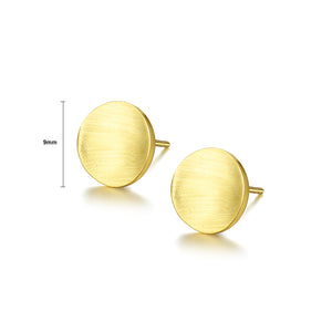 925 Sterling Silver Plated Gold Simple Fashion Geometric Round Stud Earrings
