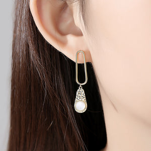 925 Sterling Silver Plated Gold Fashion Creative Geometric Fritillary Earrings
