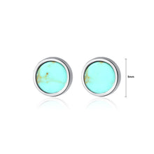 Load image into Gallery viewer, 925 Sterling Silver Fashion Simple Geometric Round Turquoise Stud Earrings