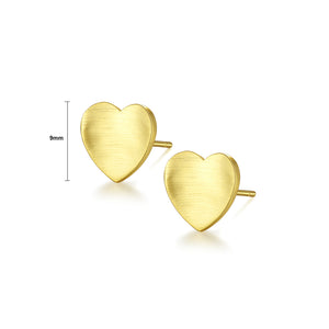 925 Sterling Silver Plated Gold Simple Romantic Heart-shaped Stud Earrings