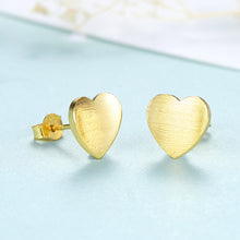 Load image into Gallery viewer, 925 Sterling Silver Plated Gold Simple Romantic Heart-shaped Stud Earrings