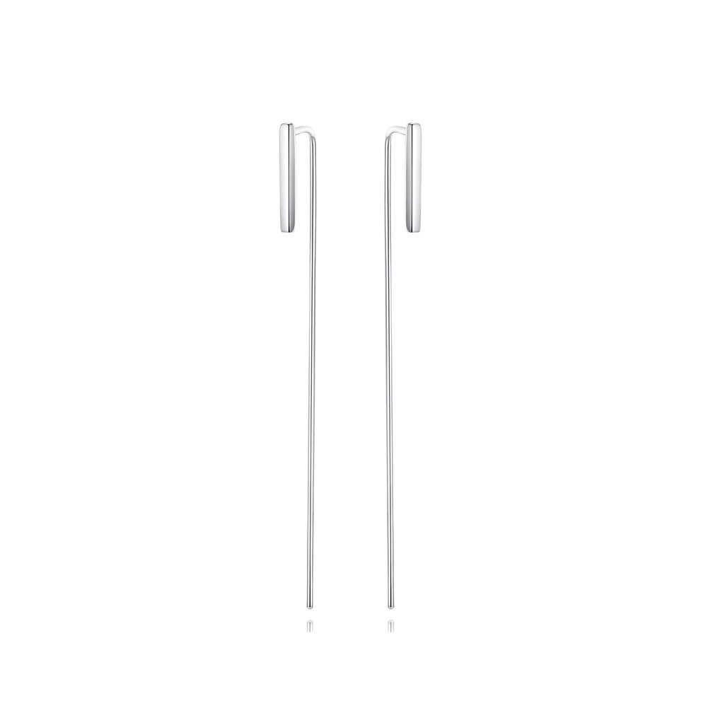 925 Sterling Silver Simple and Fashion Geometric Strip Earrings