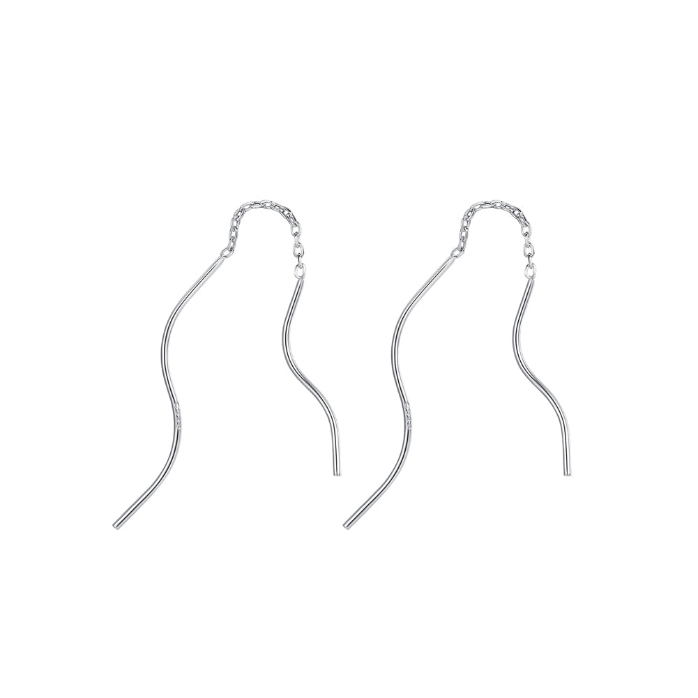 925 Sterling Silver Fashion Simple Geometric Tassel Earrings