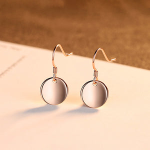 925 Sterling Silver Plated Rose Gold Fashion Simple Geometric Round Earring