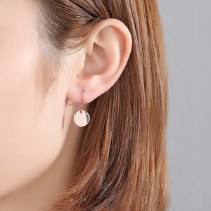 925 Sterling Silver Plated Rose Gold Fashion Simple Geometric Round Earring