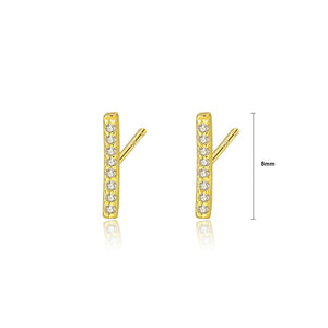 925 Sterling Silver Plated Gold Simple and Delicate Geometric Rectangular Cubic Zirconia Stud Earrings