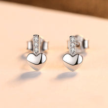 Load image into Gallery viewer, 925 Sterling Silver Simple Romantic Heart-shaped Cubic Zirconia Stud Earrings
