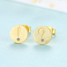 Load image into Gallery viewer, 925 Sterling Silver Plated Gold Creative Simple Symbol Geometric Round Earrings with Cubic Zirconia