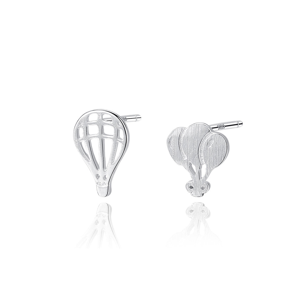 925 Sterling Silver Simple Creative Hot Air Balloon Stud Earrings