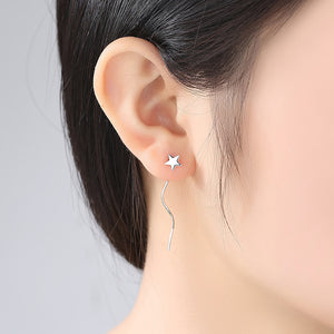 925 Sterling Silver Simple Fashion Stars Tassel Earrings
