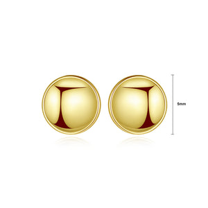 925 Sterling Silver Plated Gold Simple Classic Geometric Round Stud Earrings