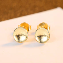 Load image into Gallery viewer, 925 Sterling Silver Plated Gold Simple Classic Geometric Round Stud Earrings