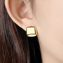 Load image into Gallery viewer, 925 Sterling Silver Plated Gold Simple Fashion Geometric Square Stud Earrings