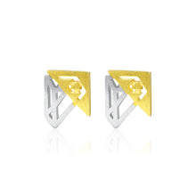 Load image into Gallery viewer, 925 Sterling Silver Fashion Simple Hollow Two-color Geometric Stud Earrings