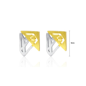 925 Sterling Silver Fashion Simple Hollow Two-color Geometric Stud Earrings