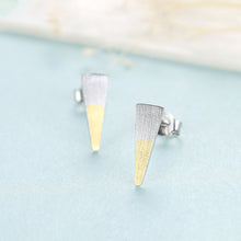 Load image into Gallery viewer, 925 Sterling Silver Simple and Fashion Two-color Geometric Triangle Stud Earrings
