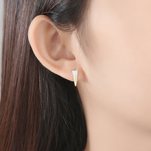 Load image into Gallery viewer, 925 Sterling Silver Simple and Fashion Two-color Geometric Triangle Stud Earrings