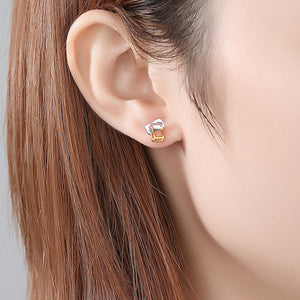 925 Sterling Silver Plated Gold Simple Creative Hollow Two-color Geometric Stud Earrings
