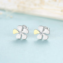 Load image into Gallery viewer, 925 Sterling Silver Simple Personality Two-color Flower Stud Earrings