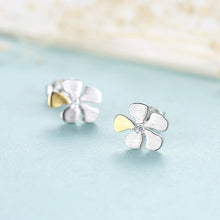 Load image into Gallery viewer, 925 Sterling Silver Simple Personality Two-color Flower Stud Earrings