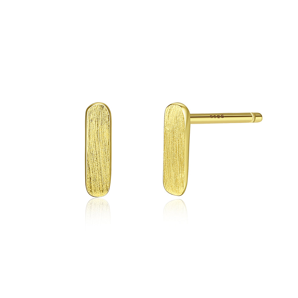 925 Sterling Silver Plated Gold Simple Fashion Geometric Stud Earrings
