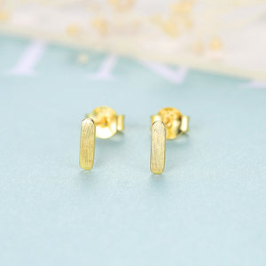 925 Sterling Silver Plated Gold Simple Fashion Geometric Stud Earrings