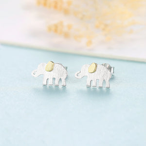 925 Sterling Silver Simple Cute Elephant Stud Earrings