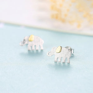 925 Sterling Silver Simple Cute Elephant Stud Earrings
