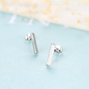 925 Sterling Silver Simple Fashion Geometric Strip Stud Earrings
