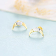 Load image into Gallery viewer, 925 Sterling Silver Simple and Fashion Two-color Moon Stud Earrings