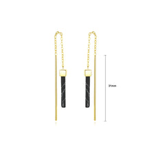 Load image into Gallery viewer, 925 Sterling Silver Plated Gold Simple Elegant Geometric Rectangular Tassel Earrings