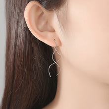 Load image into Gallery viewer, 925 Sterling Silver Simple Temperament Geometric Curve Tassel Earrings