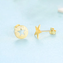 Load image into Gallery viewer, 925 Sterling Silver Plated Gold Simple Fashion Stars Geometric Round Stud Earrings