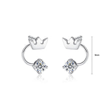 Load image into Gallery viewer, 925 Sterling Silver Simple and Elegant Crown Earrings with Cubic Zirconia