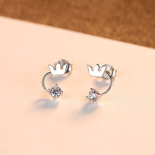 Load image into Gallery viewer, 925 Sterling Silver Simple and Elegant Crown Earrings with Cubic Zirconia