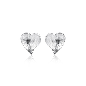 925 Sterling Silver Simple Sweet Heart Stud Earrings
