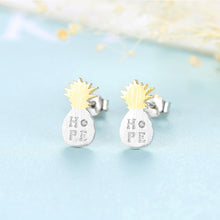 Load image into Gallery viewer, 925 Sterling Silver Simple Personality Double Color Pineapple Stud Earrings
