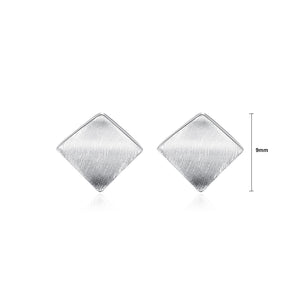 925 Sterling Silver Simple Fashion Geometric Diamond Stud Earrings