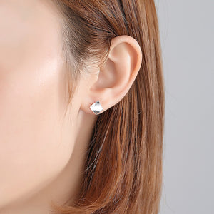 925 Sterling Silver Simple Fashion Geometric Diamond Stud Earrings