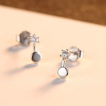 Load image into Gallery viewer, 925 Sterling Silver Simple Fashion Geometric Round Cubic Zirconia Stud Earrings