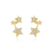 Load image into Gallery viewer, 925 Sterling Silver Plated Gold Simple Fashion Star Cubic Zirconia Stud Earrings