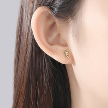 Load image into Gallery viewer, 925 Sterling Silver Plated Gold Simple Personality Witch Asymmetric Stud Earrings