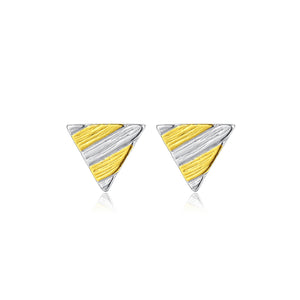 925 Sterling Silver Simple and Fashion Two-color Geometric Triangle Stud Earrings